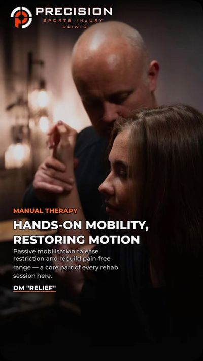 Instagram post: Hands-on mobility, restoring motion - a therapist mobilising a client's arm